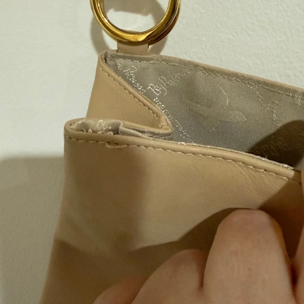 Vintage Paloma Picasso Leather Shoulder Bag Beige Gold‎ Logo Italy Repair